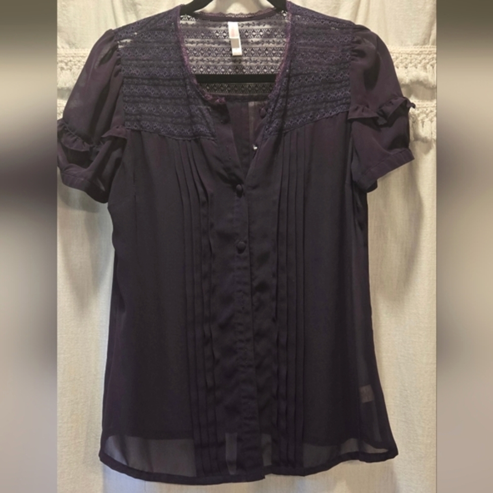 Xhilaration Dark Purple Lace Blouse